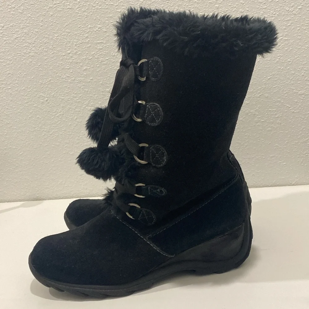SPORTO WATERPROOF BLACK SUEDE FAUX FUR CUFF WINTER SNOW BOOTS~ Size 8.5 - Picture 5 of 16